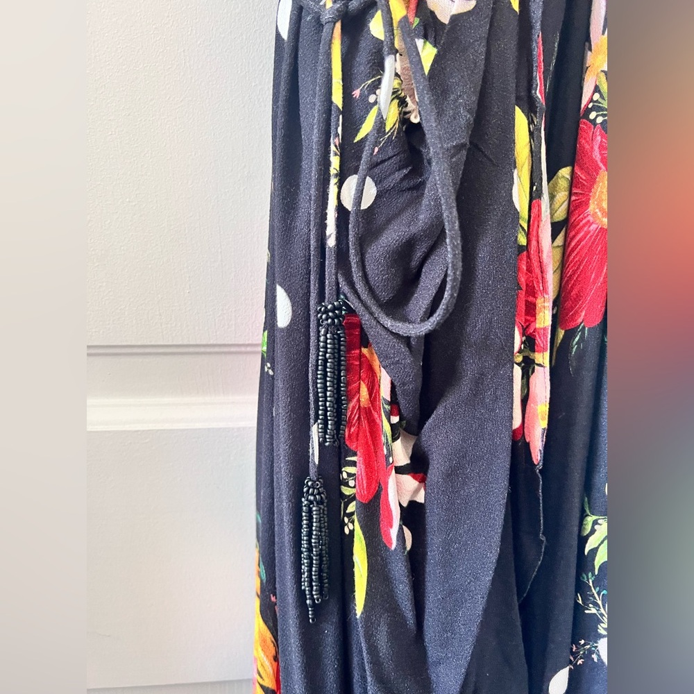 Farm Rio Nanaju Black Floral wrap maxi dress - Picture 10 of 12